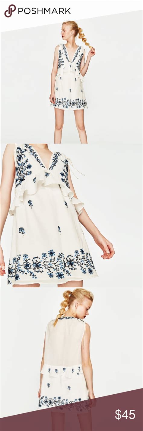 KEEPING Zara White Floral Embroidered Mini Dress Mini Dress Dress