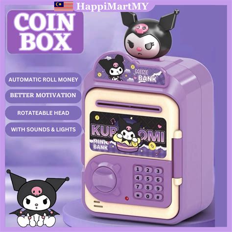 New Password Coin Box Sanrio Kuromi Piggy Bank Automatic Roll In