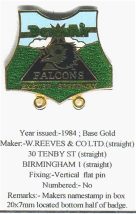 Exeter Falcons Badges 1984