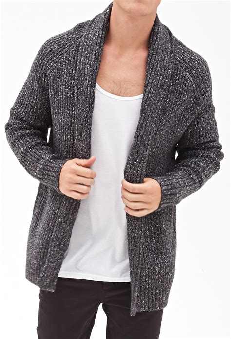 Forever 21 Cable Knit Cardigan In Gray For Men Lyst