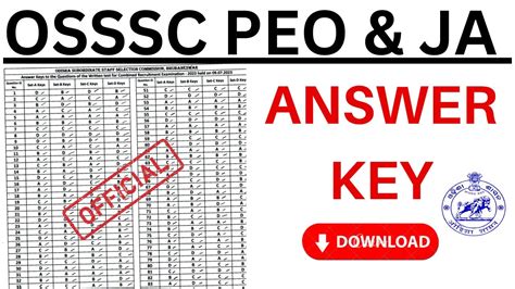 Osssc Peo Ja Answer Key 2023 How To Download Osssc Peo Ja Official