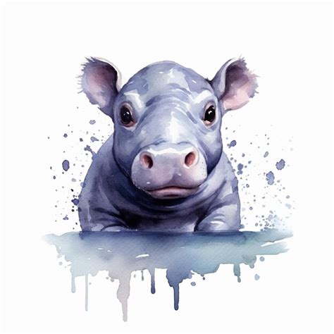 Premium AI Image | There is a watercolor painting of a baby cow with a ...