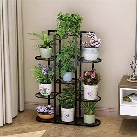 Metaltouch Multi Shelf Wrought Iron Flower Stand Balcony Decoration Rack Flower Shelf Indoor