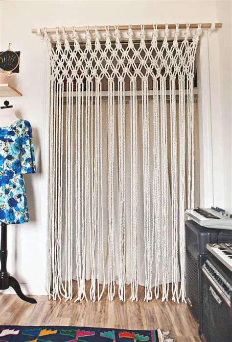 12 Diy Macramé Curtains Patterns Macrame Door Curtain