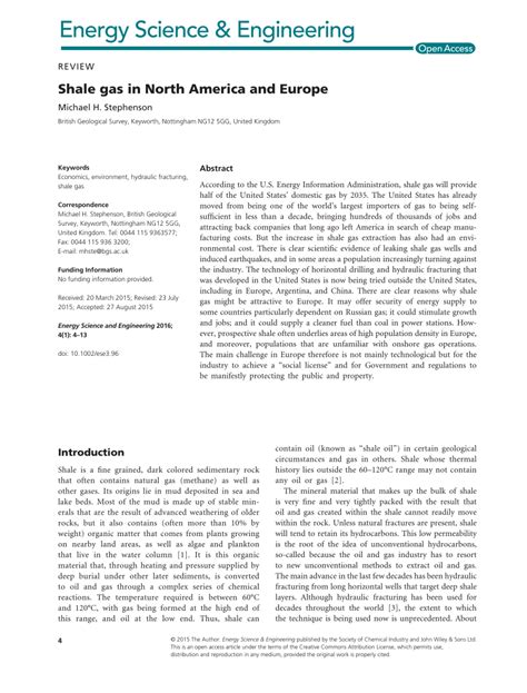 PDF Shale Gas In North America And Europe