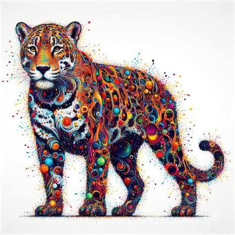 Premium Photo | A tiger with colorful spots is shown in a drawing