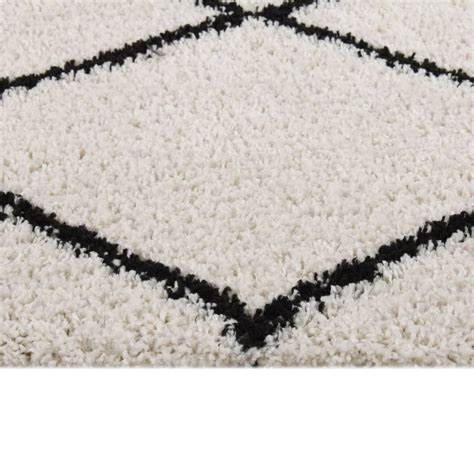 Tapis shaggy à poils longs Noir et crème 80x150 cm S20962 Cdiscount