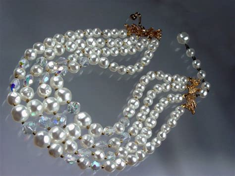 1980 Triple Strand Faux Pearl Necklace