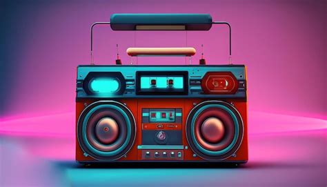 Premium Ai Image Retro Futuristic Boom Box Audio Player