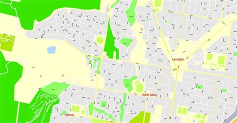 Albury Wodonga Australia Printable Exact Street Map V1111 Fully