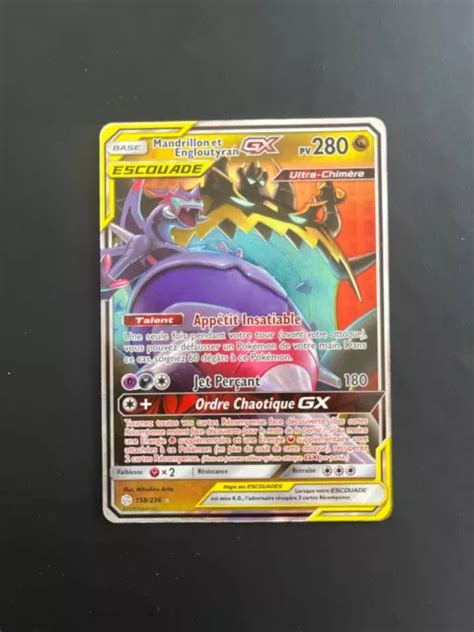 CARTE POKEMON MANDRILLON Et Engloutyran Gx Escouade 158 236 SL12 Nm