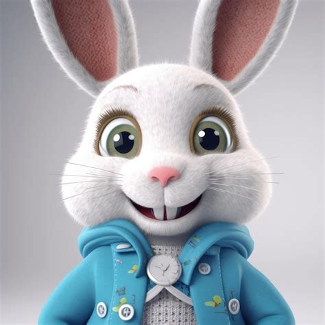 Premium Ai Image 3d Cartoon Rabbit Portrait Wearing Clothes Glasses