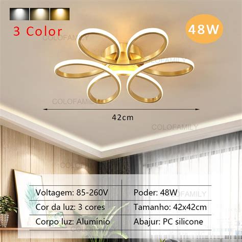 Cores Em Luz Lumin Ria De Teto Led Dourado Moderna Minimalista