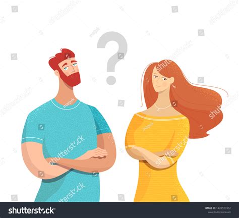 Couple Question Mark Flat Vector Illustration Stock Vector Royalty