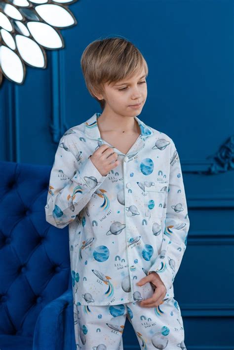 Boys Cotton Pajama Planets Organic Textile Sleepwear Children