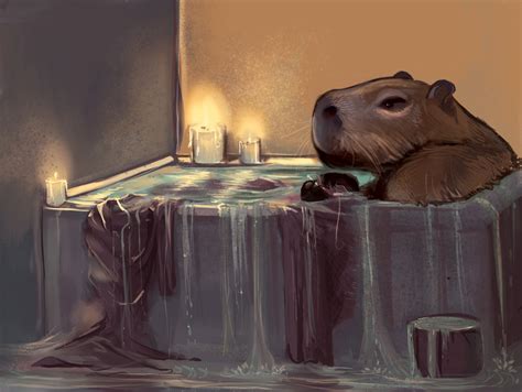 Artstation Capybara Having A Bath