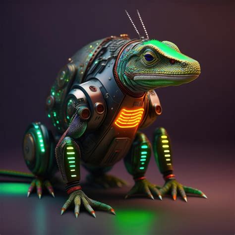 Premium AI Image | Cyborg animal or pet retro futuristic and punk style ia generated illustration