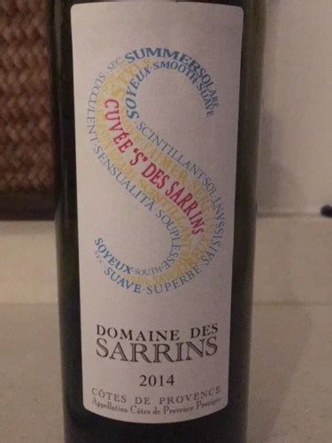 Château des Sarrins Cuvée S des Sarrins Côtes de Provence Rouge