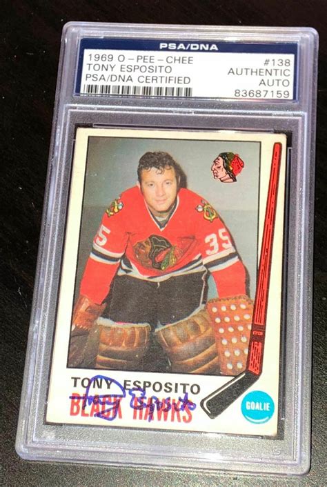 Tony Esposito Signed O Pee Chee Rookie Card Blackhawks Psa