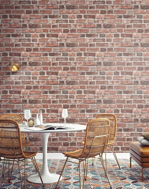 Shop Distressed Brick Peel And Stick Wallpaper In Red Burke Decor