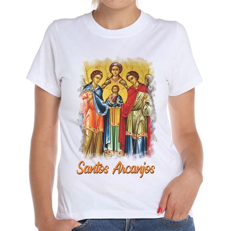 Camiseta Baby Look Santos Arcanjos Religiosa Católica Elo7