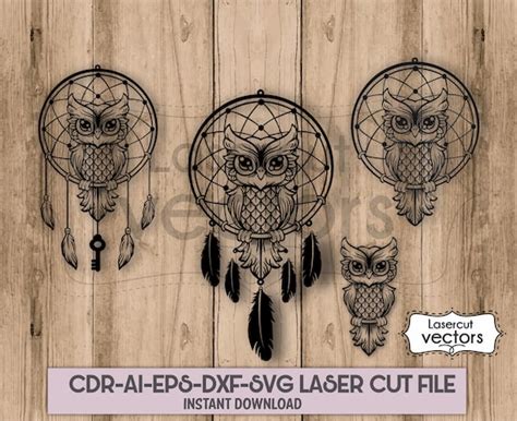 Dreamcatcher Cut File With Owl SVG EPS DXF Ai Eps For Cricut Etsy