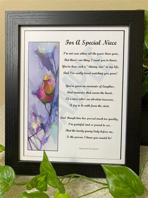 For A Special Niece Niece Poem Niece T Nieces Birthday Etsy