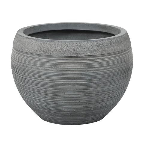 Luxen Home Medium Gray Mgo Pottery Bowl Planter Whpl Gry