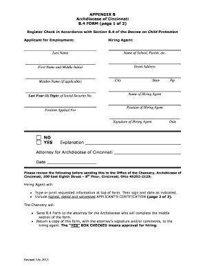 Fillable Online Catholiccincinnati Insert New B Form Archdiocese Of