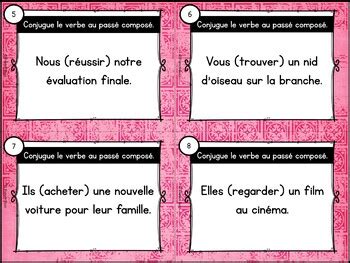 French Verbs Past Tense Verbes Au Pass Compos Cartes T Ches