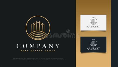 Luxury Gold Real Estate Logo Design with Line Style Stock Vector ...