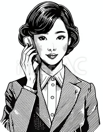 Ai生成 女性社員 スマホ電話イラスト No 25342100｜無料イラスト・フリー素材なら「イラストac」