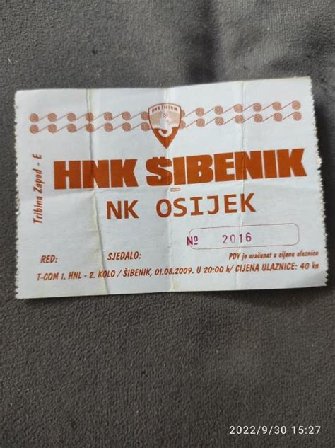 Ulaznica Hnk Ibenik Nk Osijek