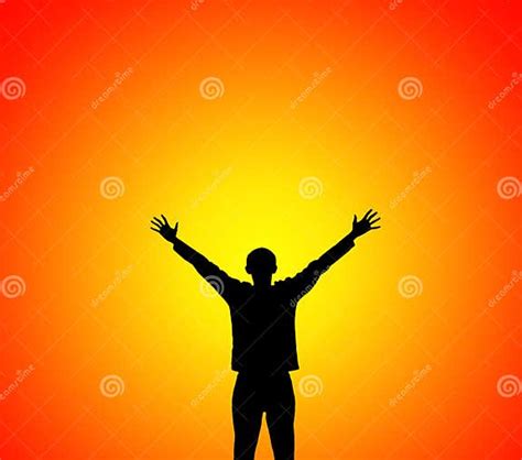 Man Lifting Hands To Sunset Stock Image Image Of Heavens Hope 19517803