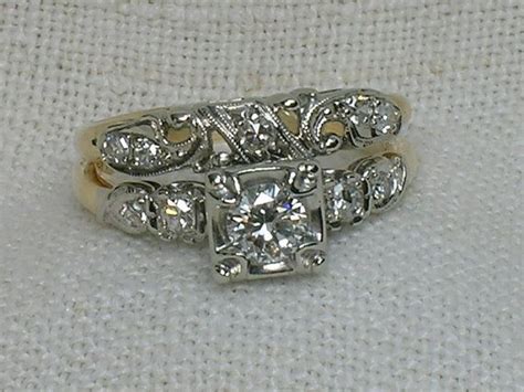 Reserved Vintage Wedding Ring Set Stunning Large Ornate Wedding Ring Sets Vintage Wedding