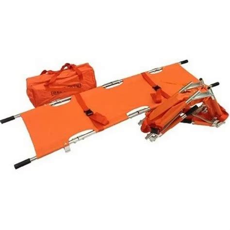 Folding Hospital Stretcher Aluminum Four Fold Orange Color Aluminium