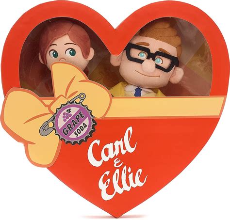 Disney Pixar Up Carl Ellie Plush Set In Heart Shaped Gift Box