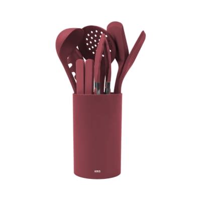 Jual Kris Set Pcs Peralatan Masak Silikon Dengan Holder Merah Terbaru