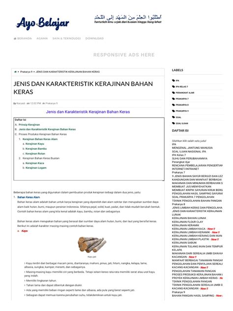 Jenis Dan Karakteristik Kerajinan Bahan Keras Ayo Belajar Pdf