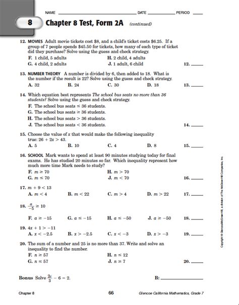 Quia Class Page Math Chapter 8