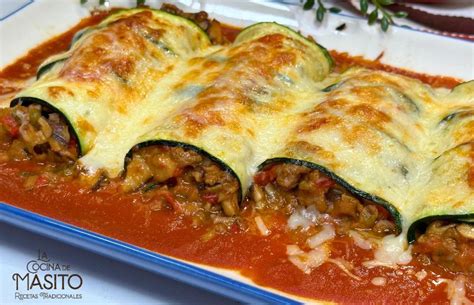 Canelones de calabacín y carne picada La cocina de Masito