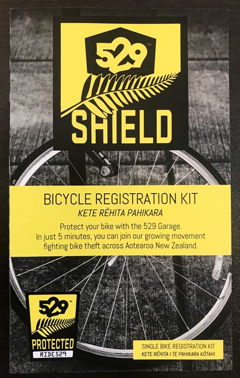 529 Garage Bicycle Registration Kit Single Shield Bike Auckland