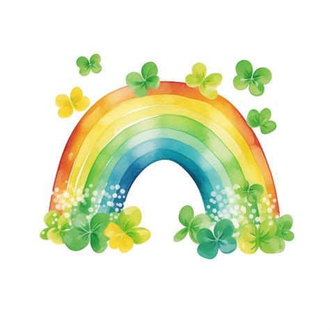 Premium Photo Watercolor Stpatrick Day Rainbow In Watercolor