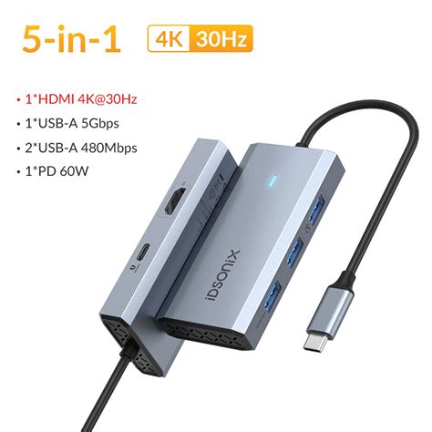 Idsonix Usb Type C In Hub Usb C To K Hdmi Vga Card Reader Audio