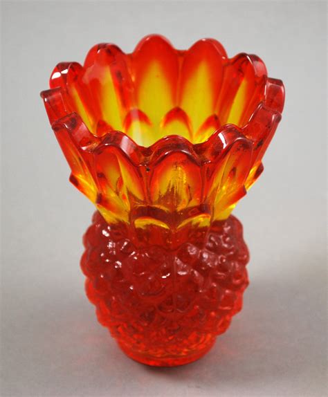 Indiana Glass Amberina Sunset Pineapple Candleholder