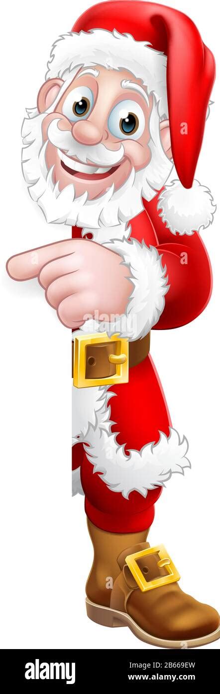 Santa Claus Christmas Cartoon Peeking Pointing Stock Vector Image Art