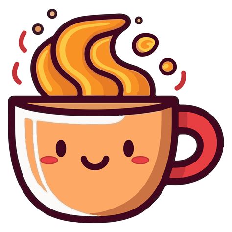 Coffee Emoji Cup With Eyes Kawaii Cup Element For Menu Emoji Icon