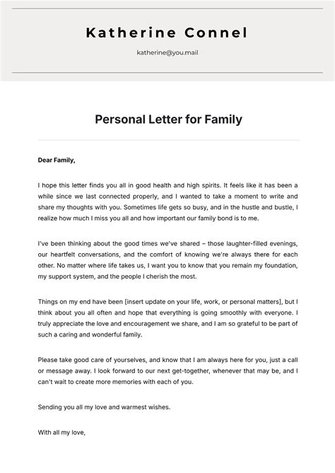 Free Personal Letter for Family Template to Edit Online