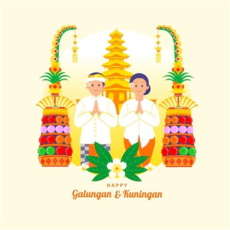 Premium Vector Balinese People Greetings Galungan And Kuningan