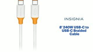 Insignia 8ft 240W USB C To USB C Charge And Sync Braided Cable White